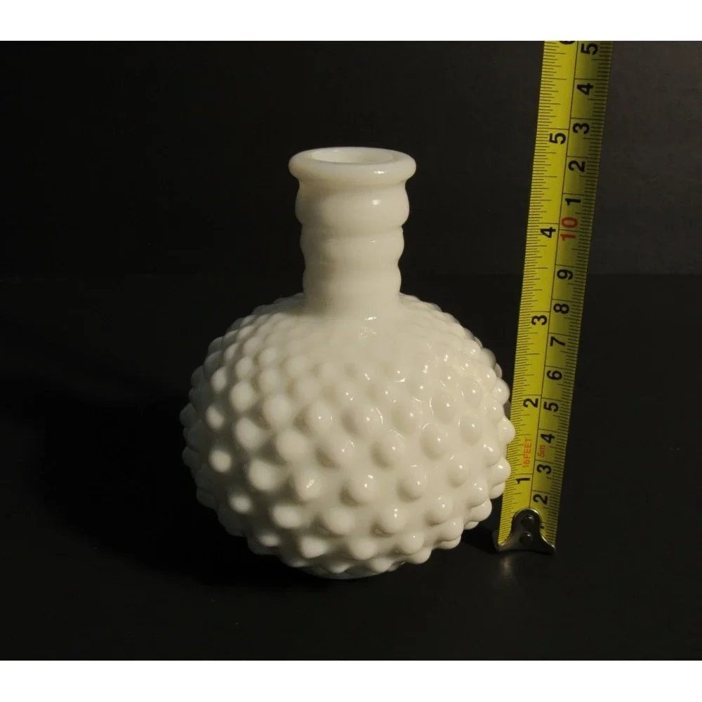 Vintage Fuller Brush Co White Milk Glass Hobnail Bottle Bud Vase 5 Inch USA